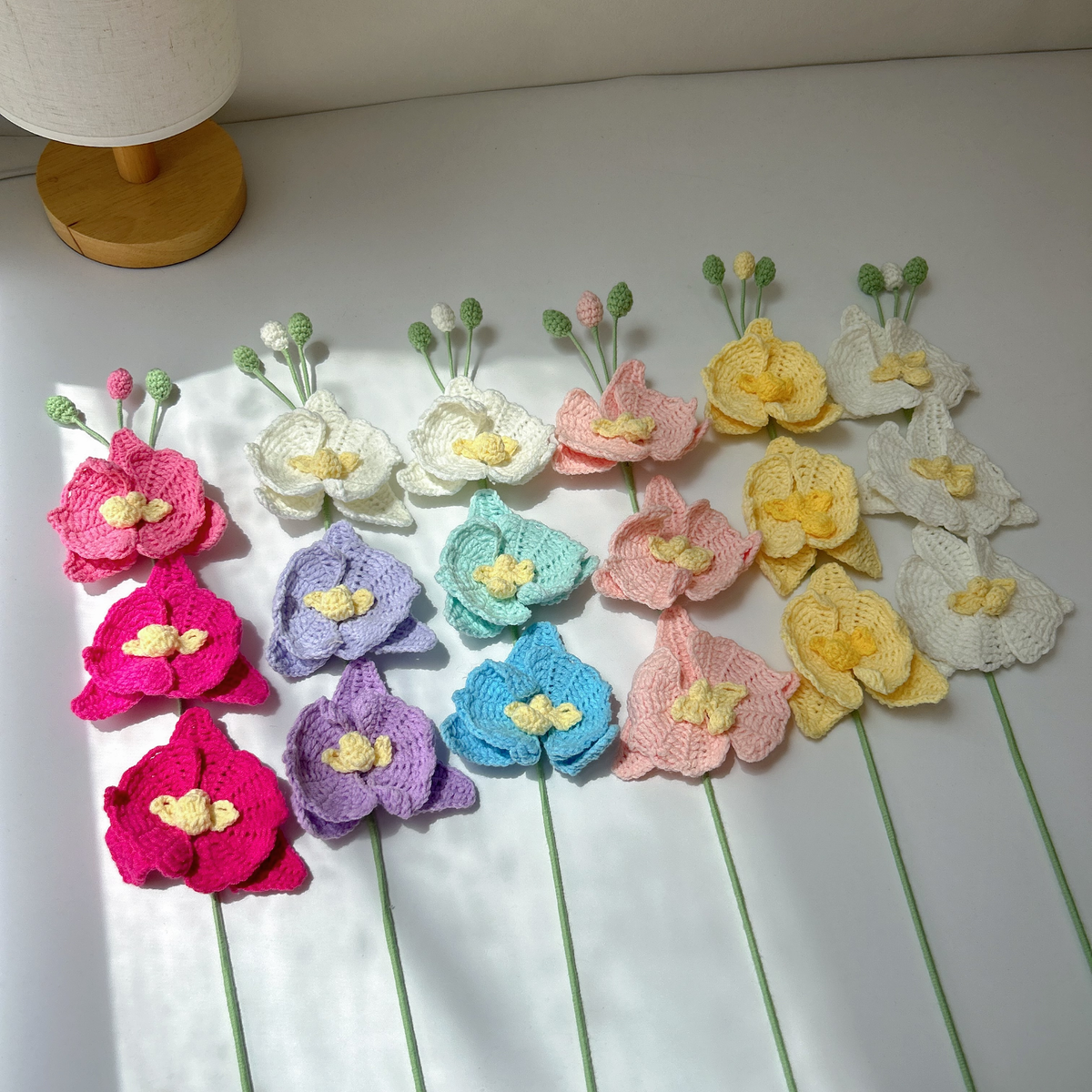 Multi-Head Orchid Crochet Flower Stem CF-025