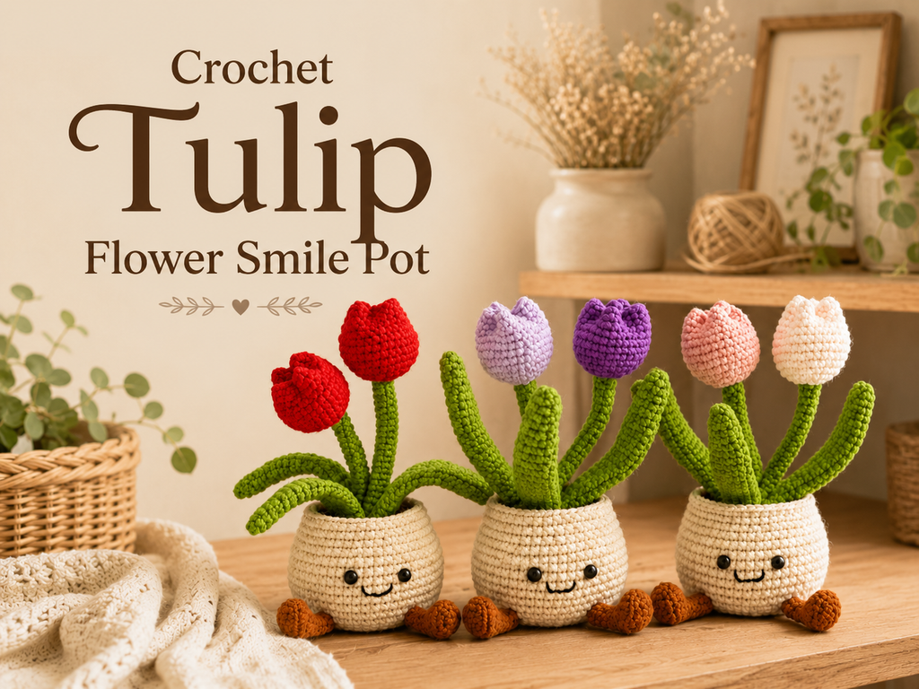 Crochet Tulip Smile Pot