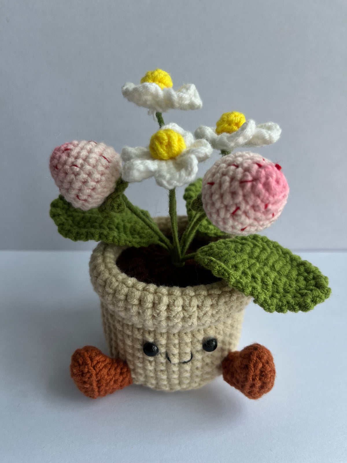 Crochet Strawberry Smile Pot