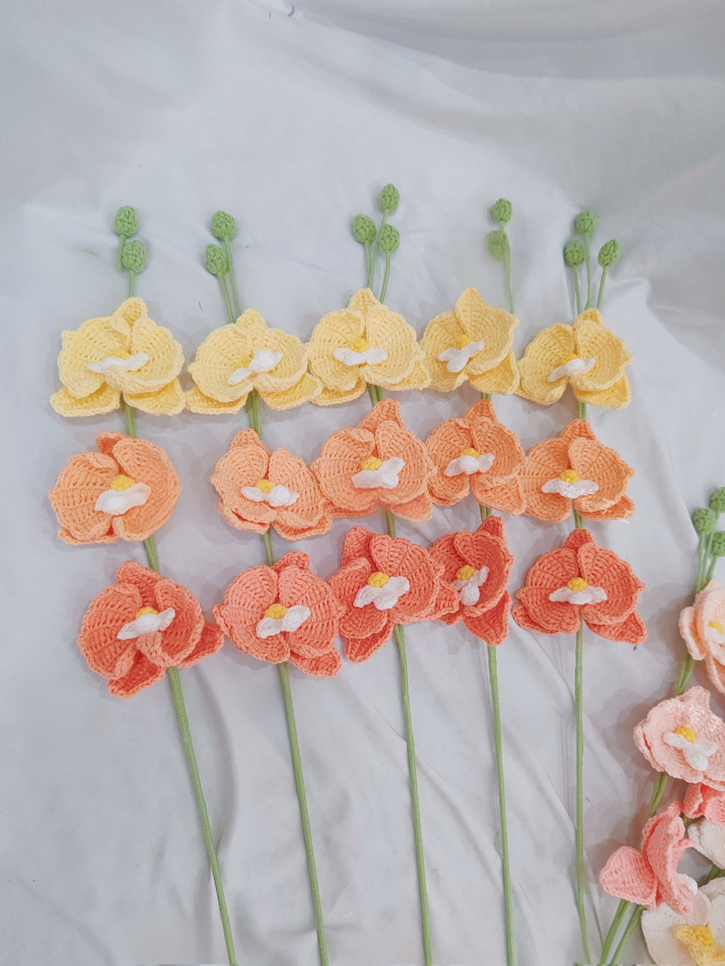 Multi-Head Orchid Crochet Flower Stem CF-025