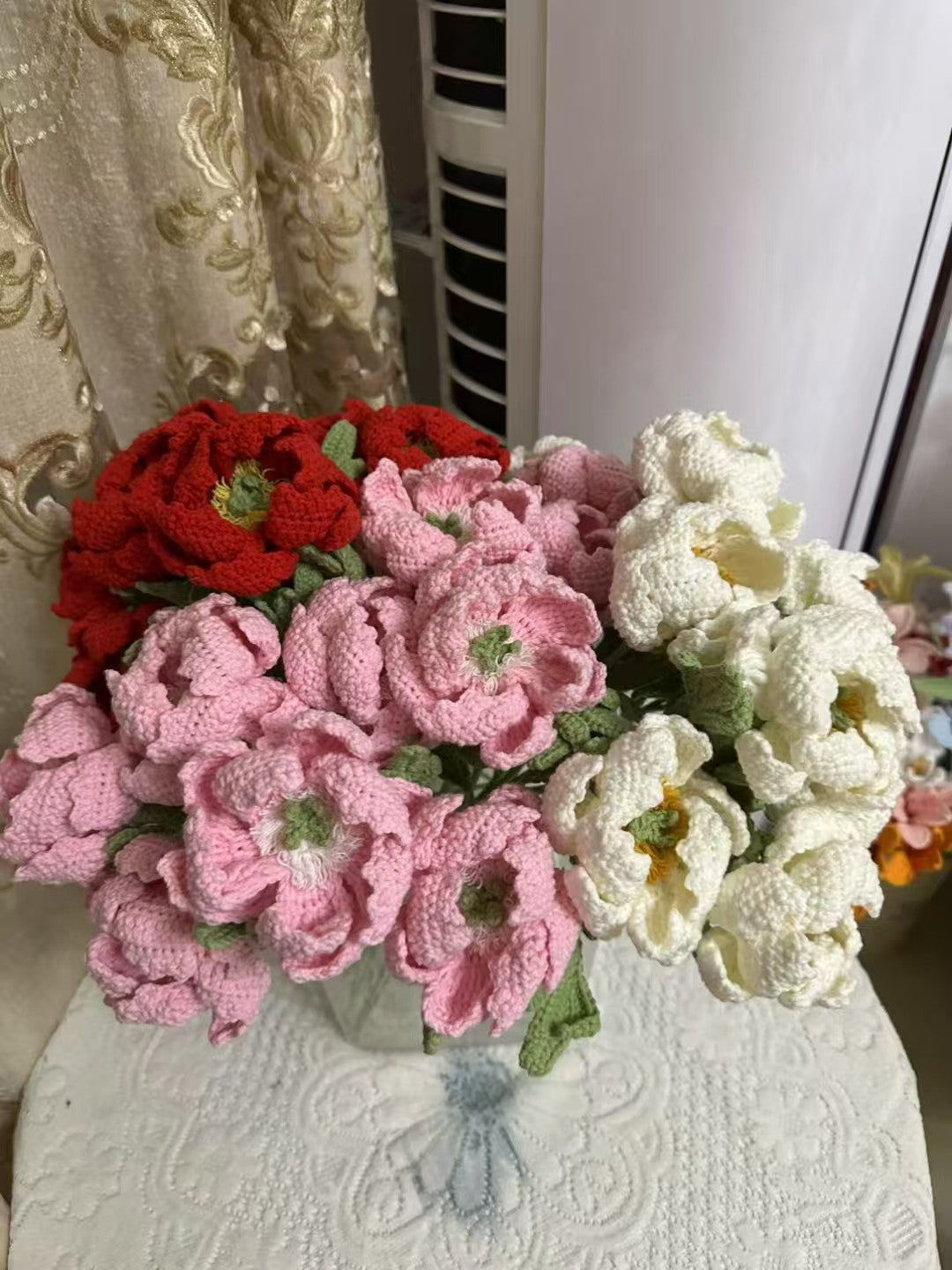 Peony Crochet Flower Stem CF-037