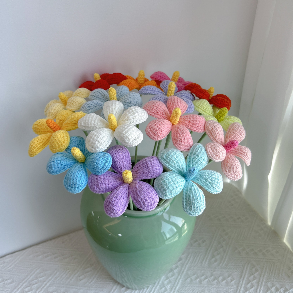 Dried Violet Crochet Flower Stem
