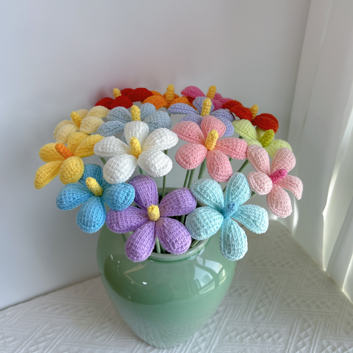 Dried Violet Crochet Flower Stem