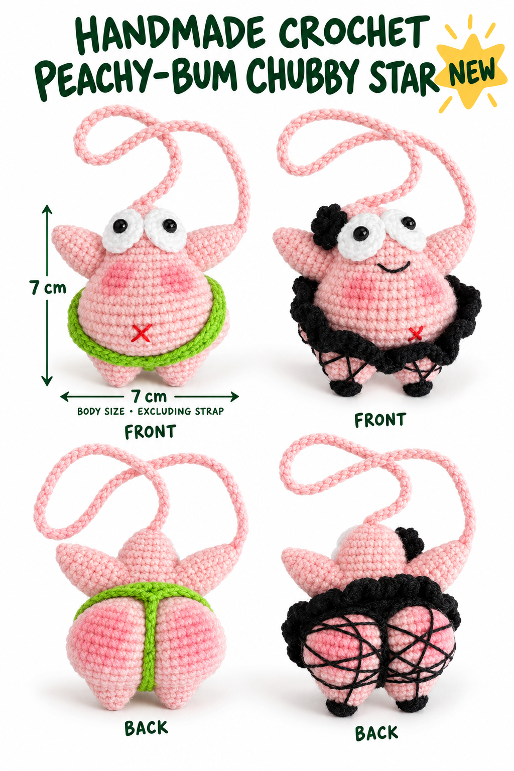 Crochet Patrick Star Keychain