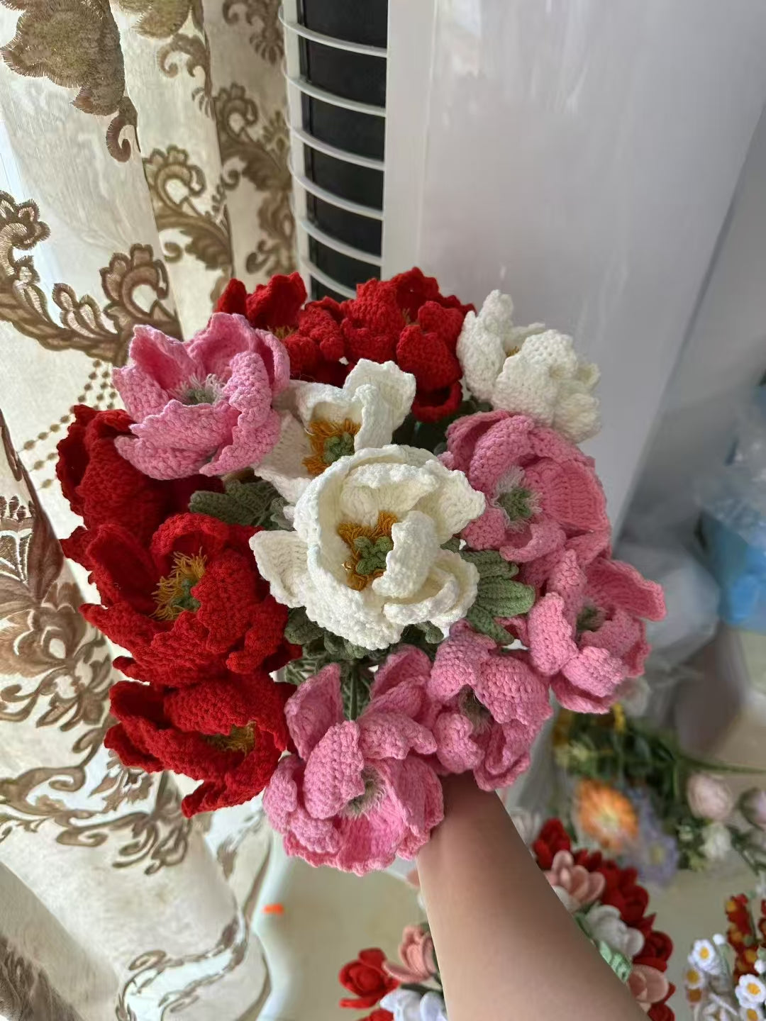 Peony Crochet Flower Stem CF-037