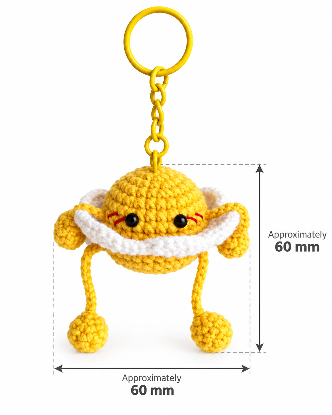 Crochet Sunny-Side-Up Egg Keychain