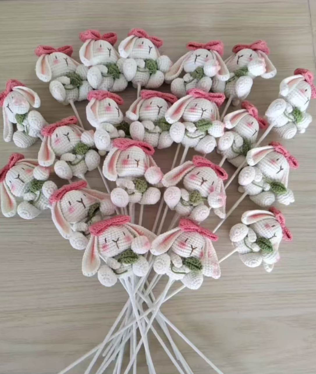 Tulip Bunny Crochet Flower Stem