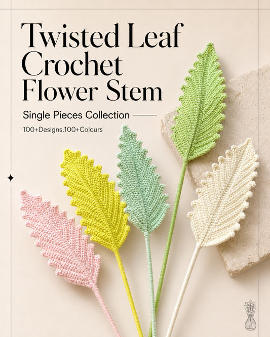 Small Feather Leaf Crochet Flower Stem