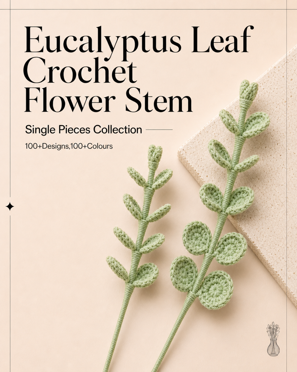 Eucalyptus Leaf Crochet Flower Stem CL-002
