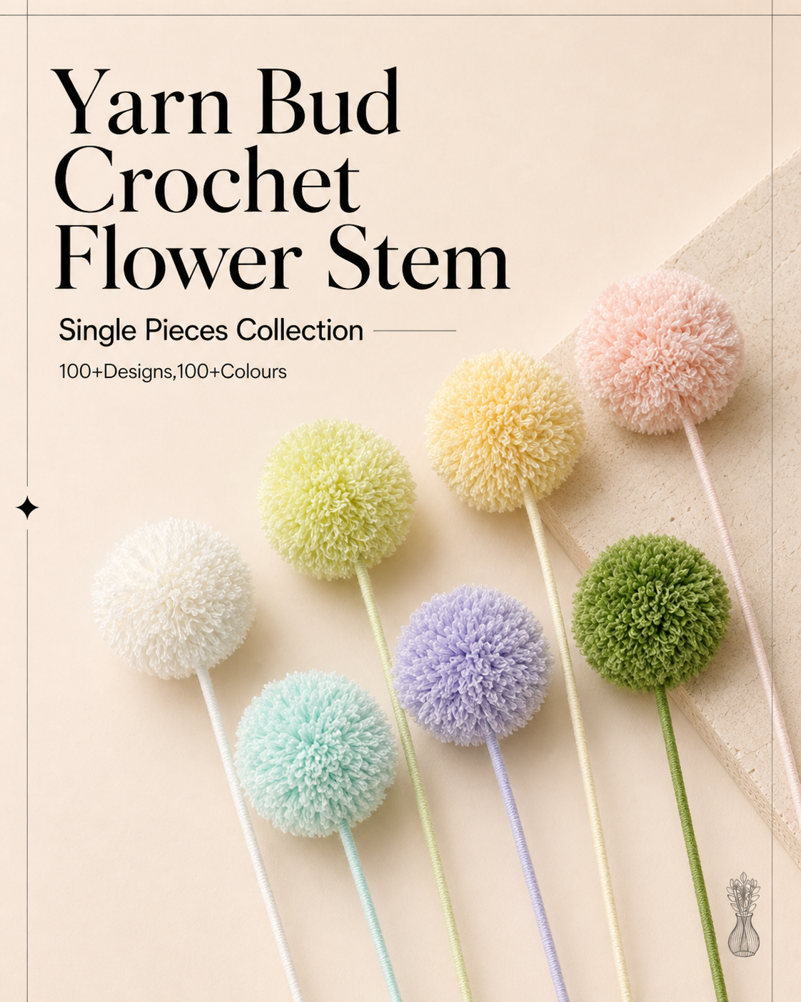 Yarn Bud Crochet Flower Stem