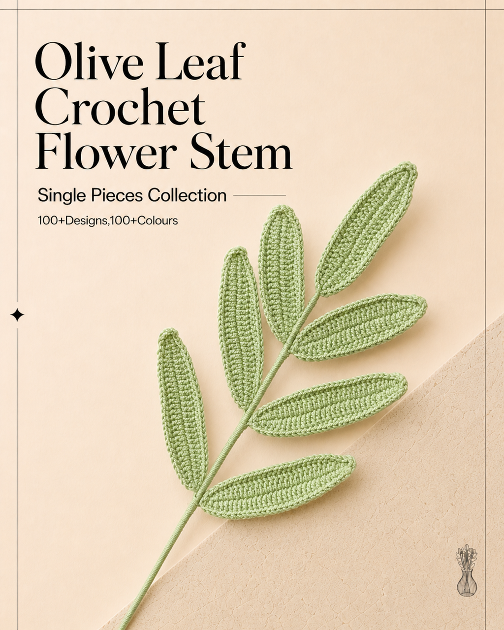 Olive Leaf Crochet Flower Stem CL-003