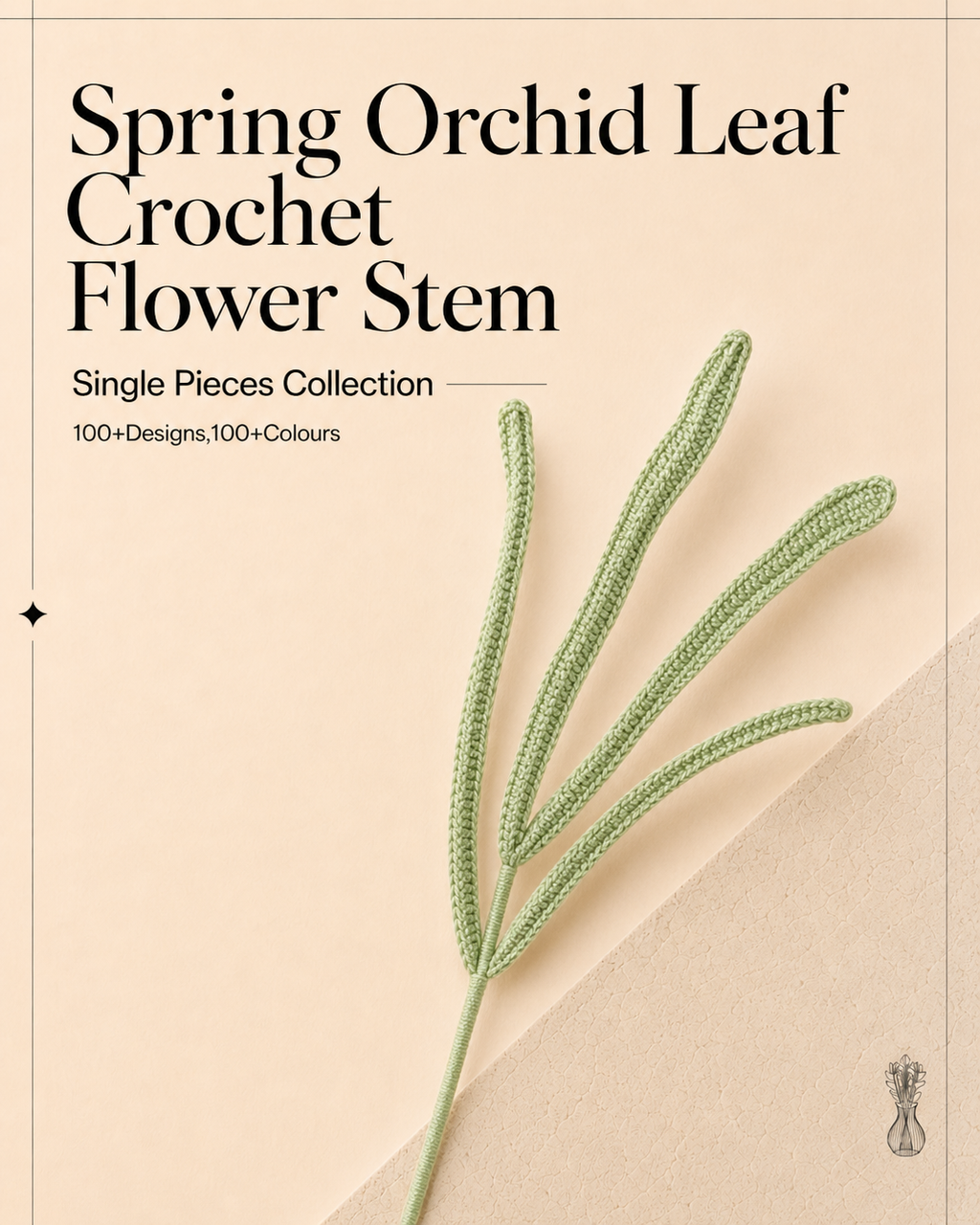 Spring Orchid Leaf Crochet Flower Stem CL-004