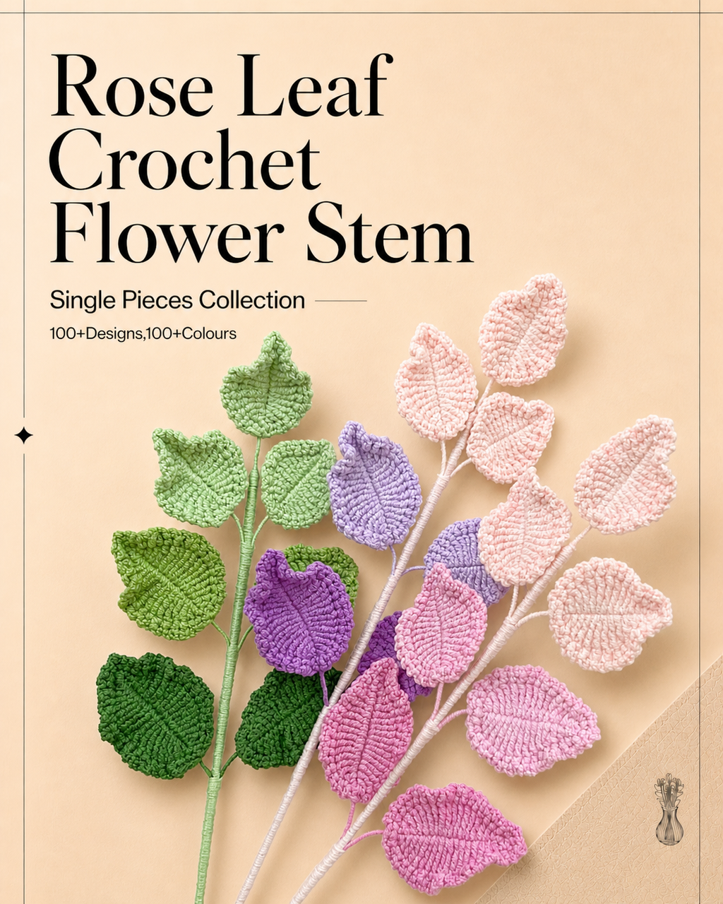 Rose Leaf Crochet Flower Stem CL-016