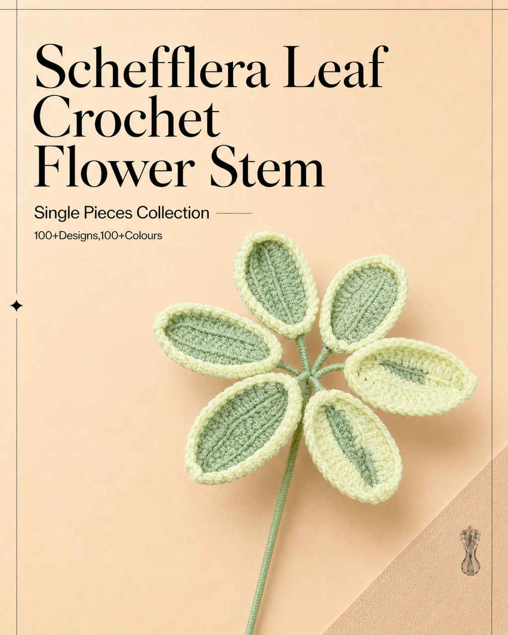 Schefflera Leaf Crochet Flower Stem CL-011