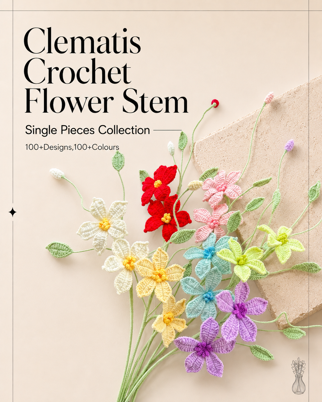 Clematis Crochet Flower Stem