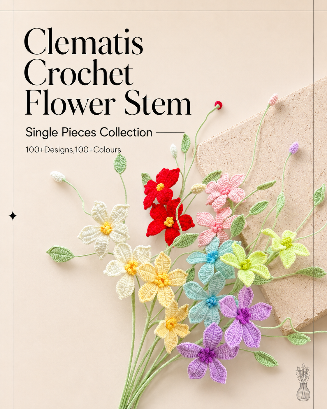 Clematis Crochet Flower Stem