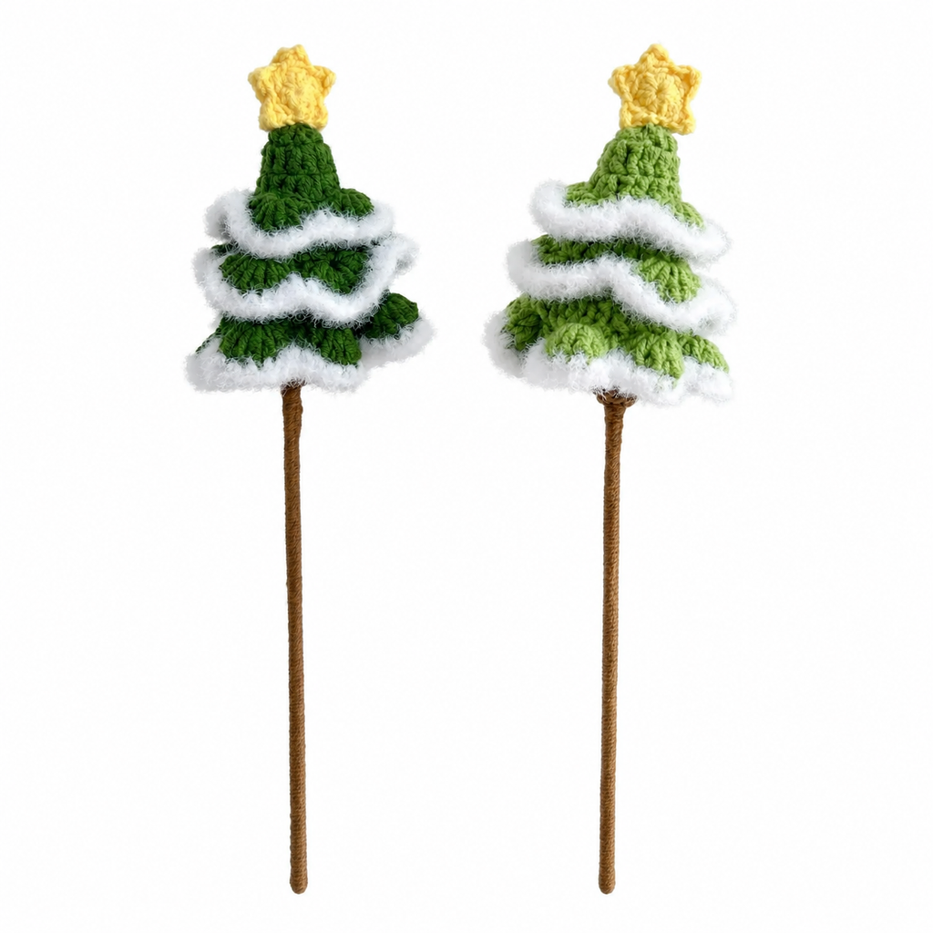 Cotton Candy Christmas Tree Crochet Flower Stem