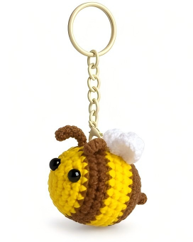 Crochet Round Bee Keychain
