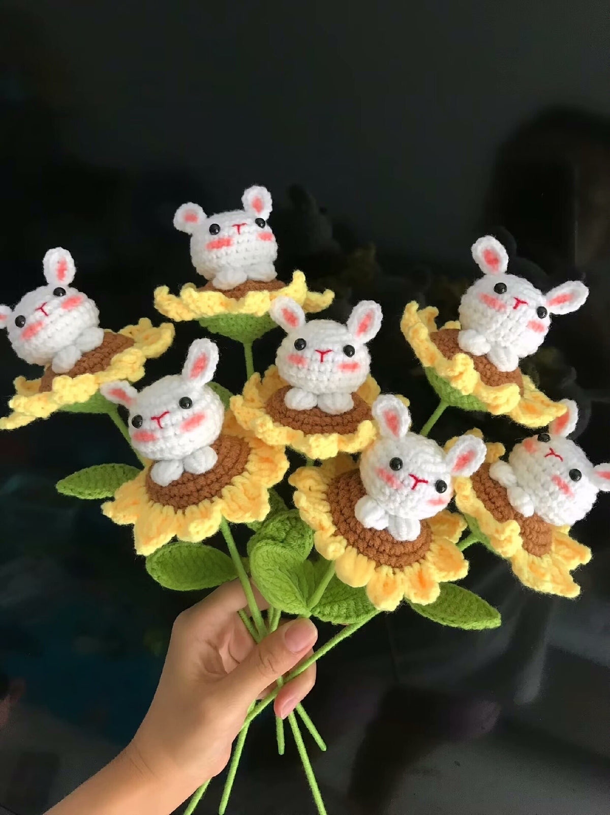 Sunflower Bunny Crochet Flower Stem