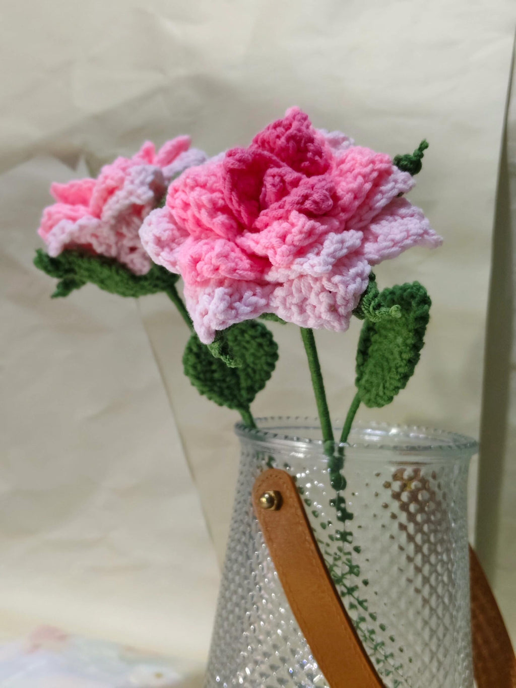 Sharp Petal Regular Rose Crochet Flower Stem CF-002