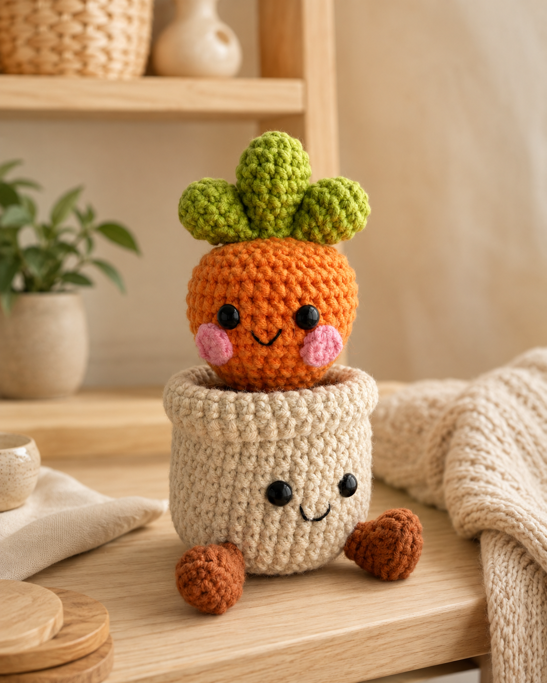 Crochet Carrot Smile Pot