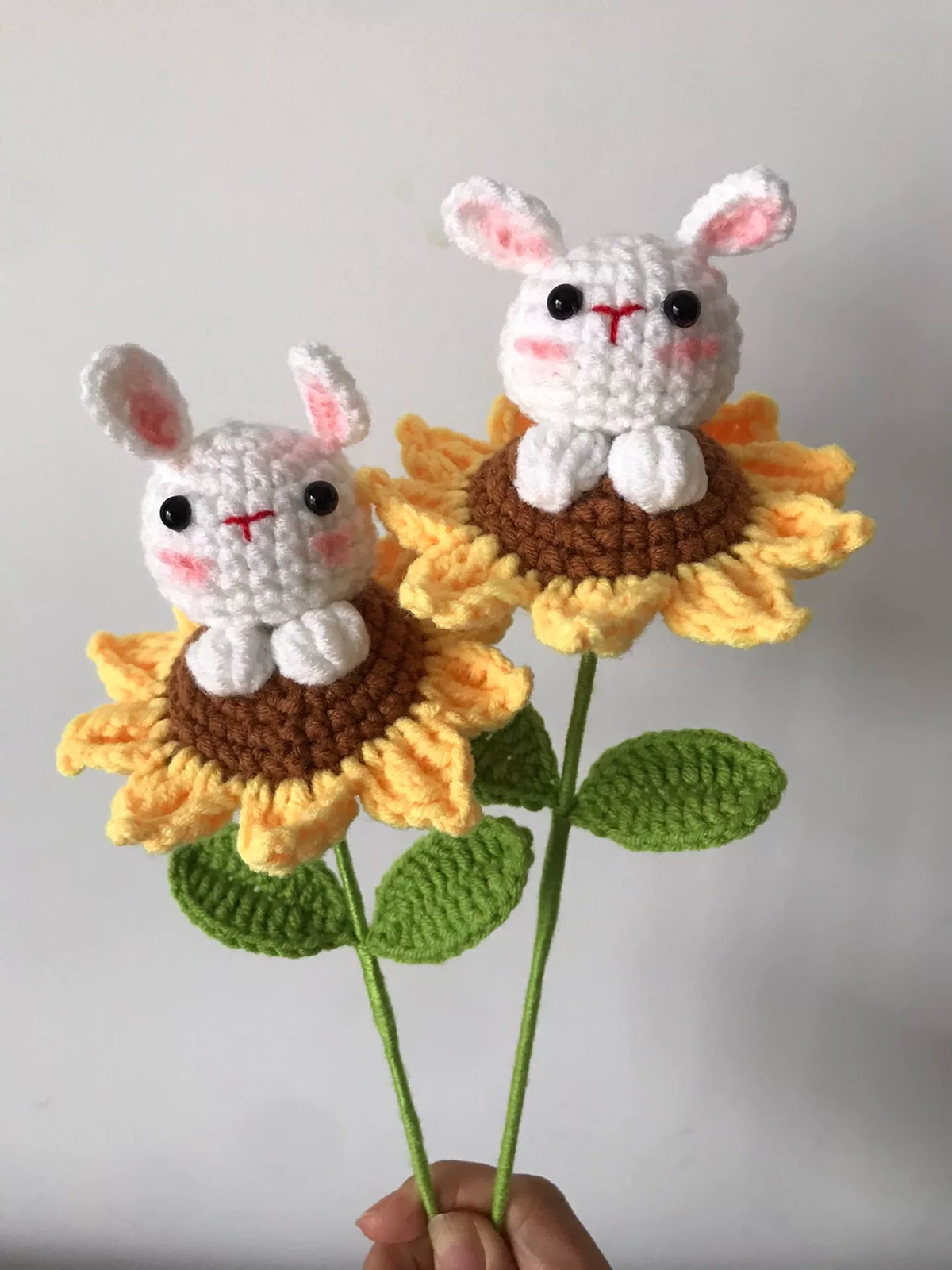 Sunflower Bunny Crochet Flower Stem