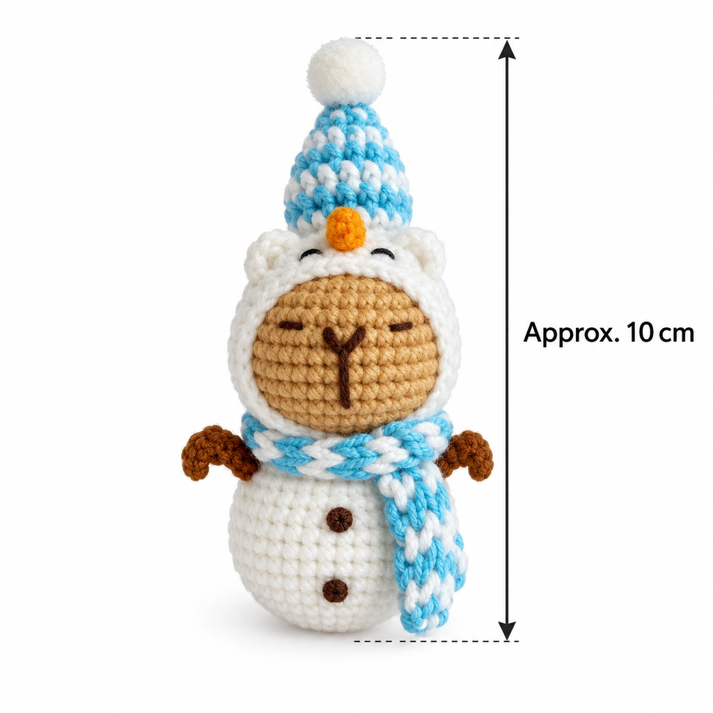 Crochet Snowman Capybara Keychain
