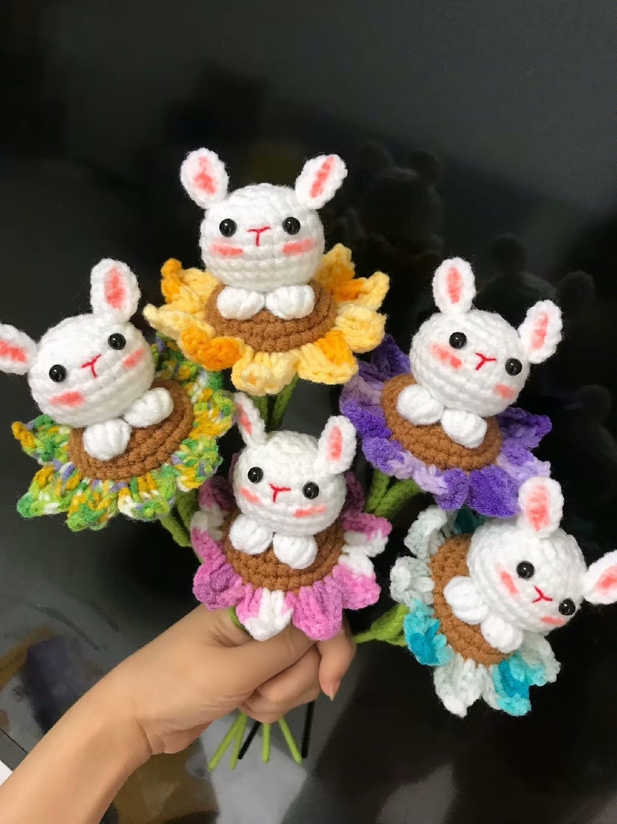 Sunflower Bunny Crochet Flower Stem
