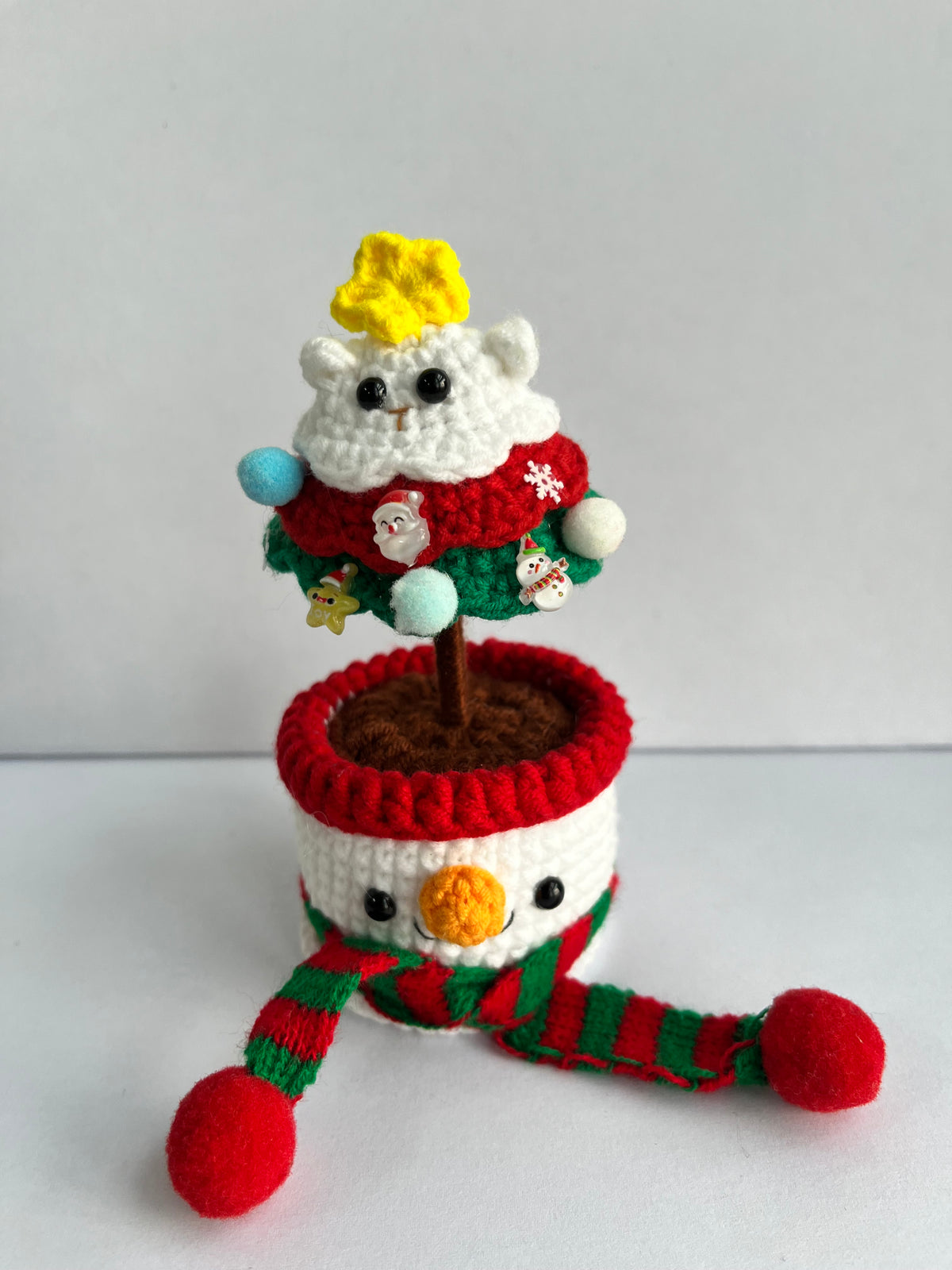 Crochet Snowman Christmas Tree Pot