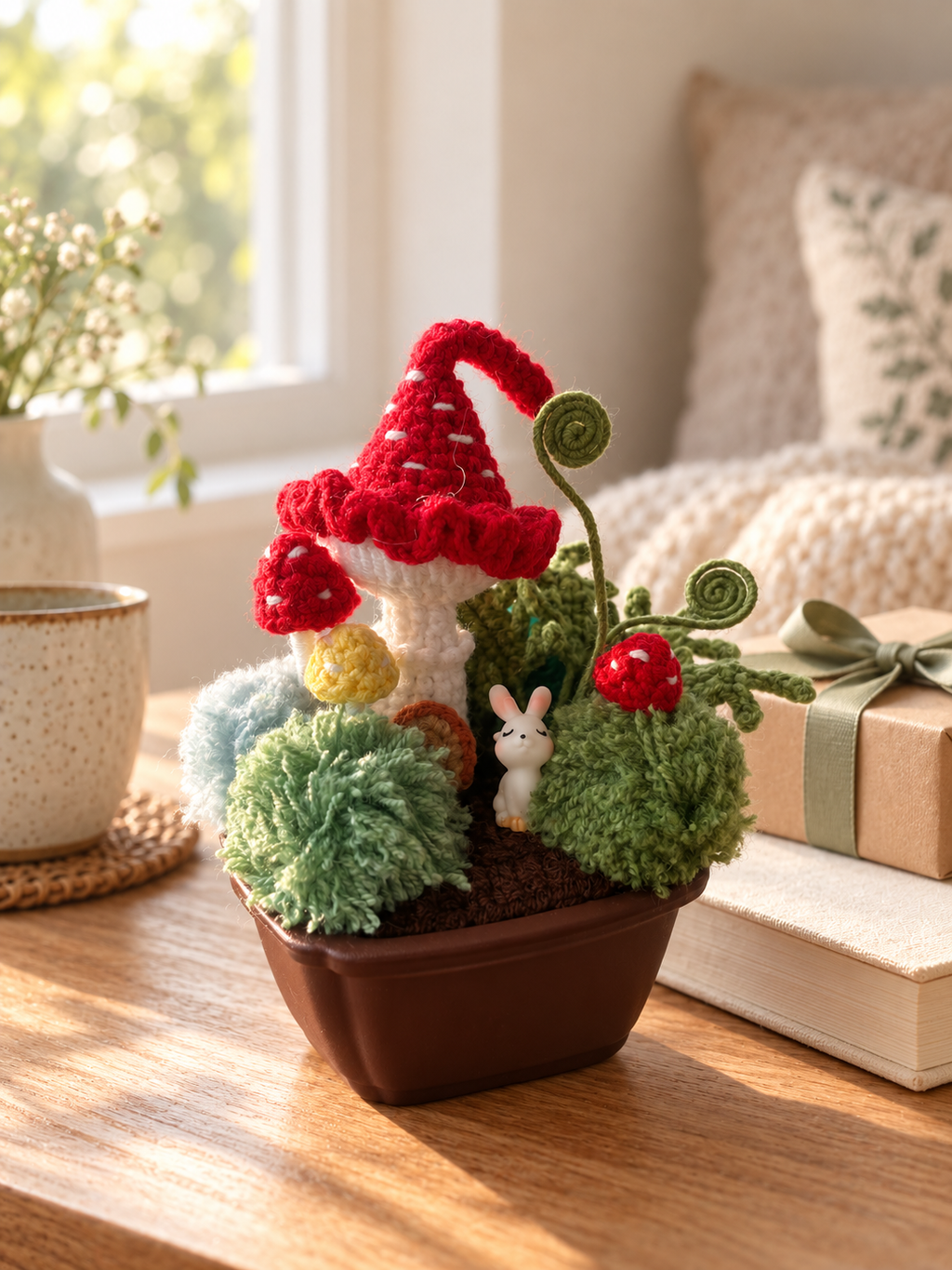 Crochet Mushroom Garden Pot