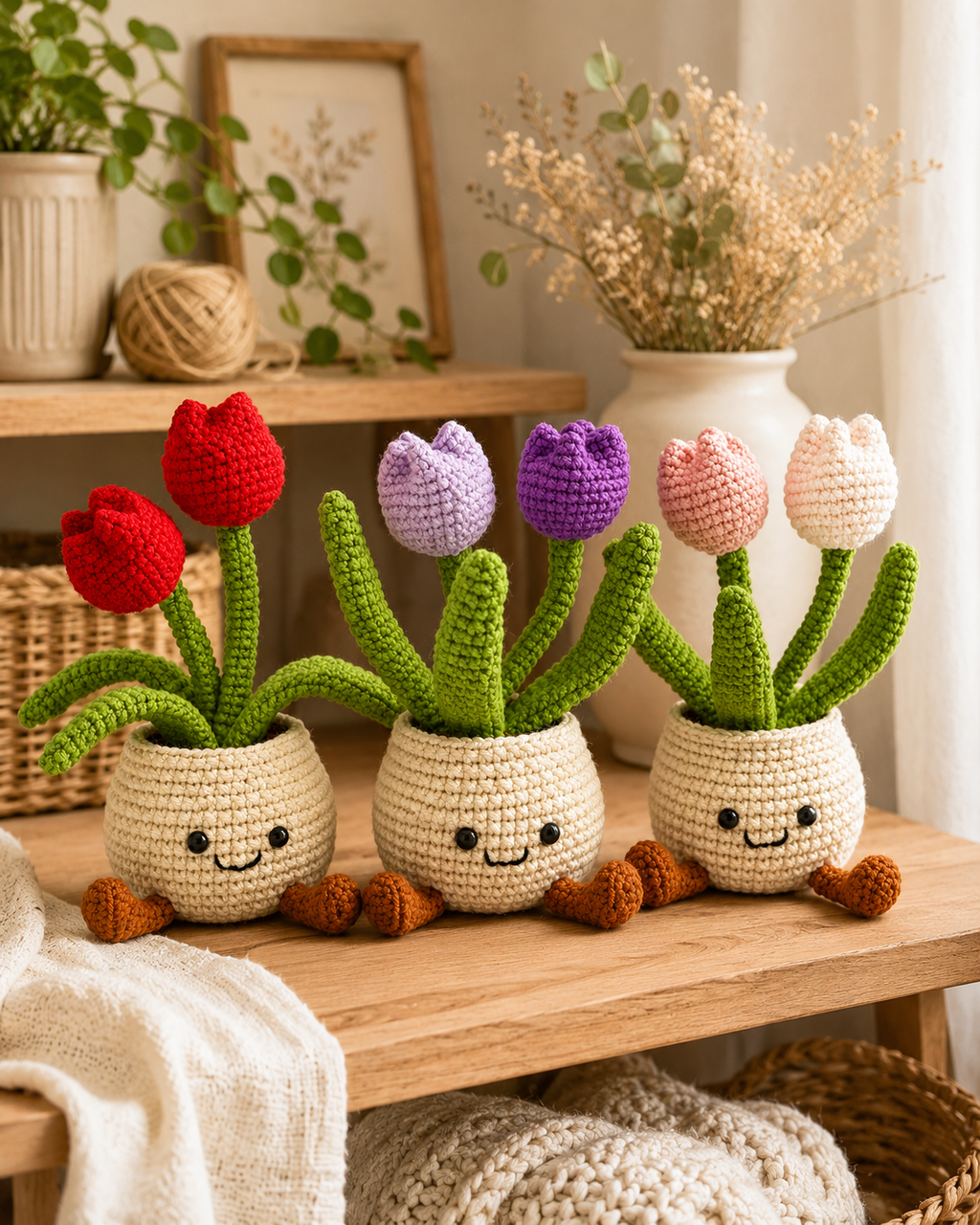 Crochet Tulip Smile Pot