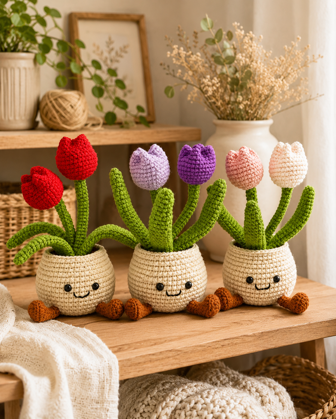 Crochet Tulip Smile Pot
