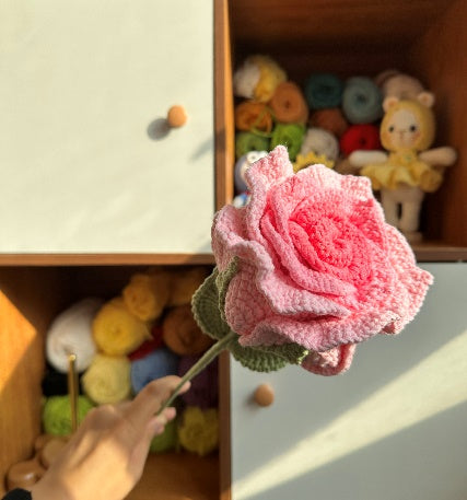 Large Thai Rose Crochet Flower Stem CF-004