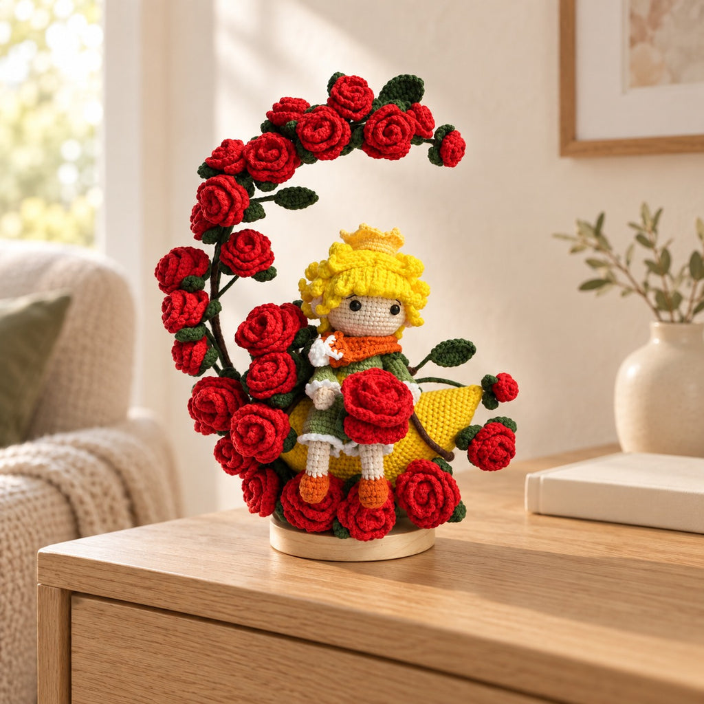Crochet Little Boy & Rose ornament