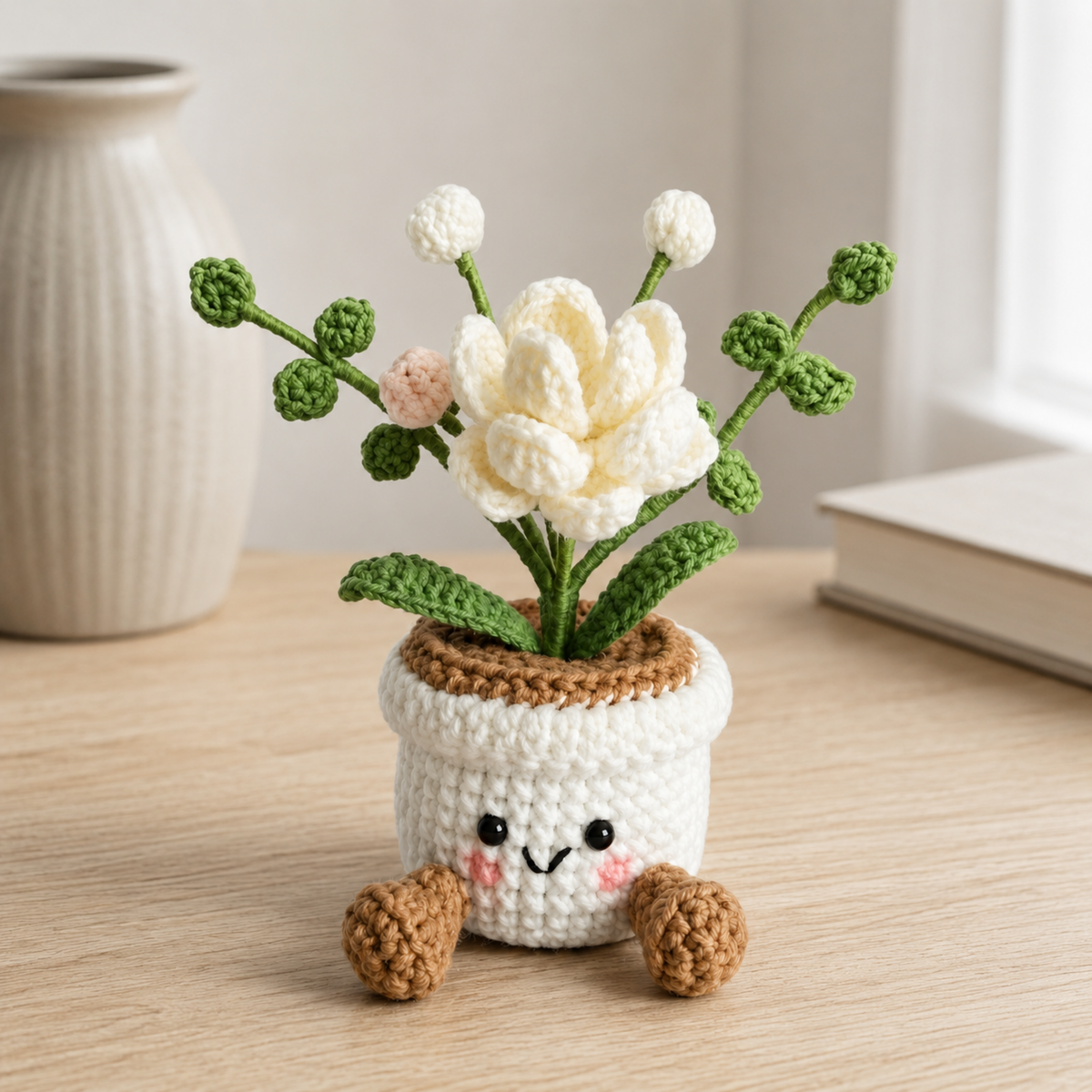 Crochet Gardenia Smile Pot