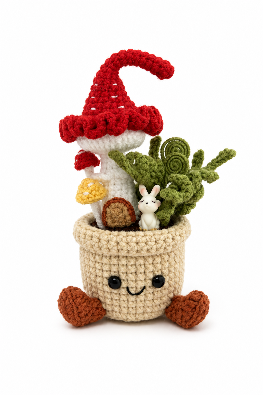 Crochet Mushroom Garden Smile Pot