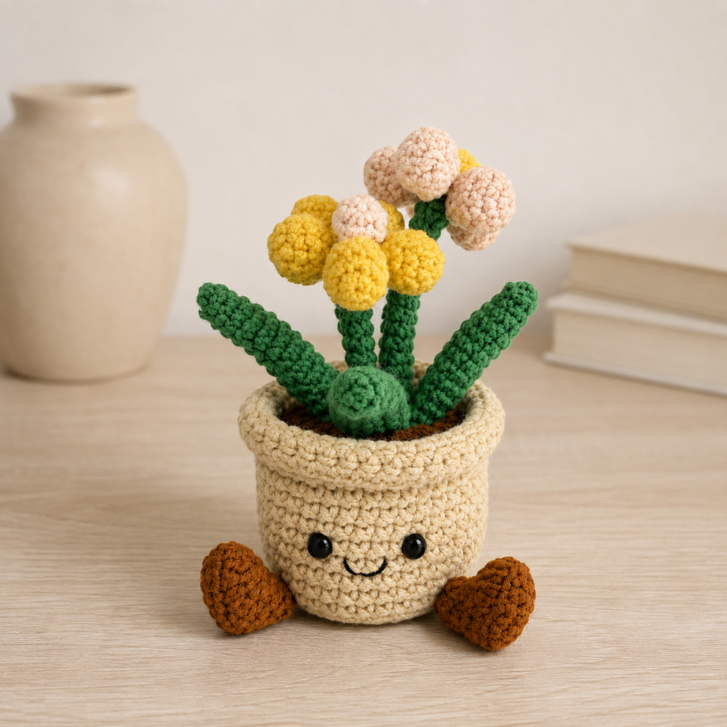 Crochet Pom-Pom Smile Pot