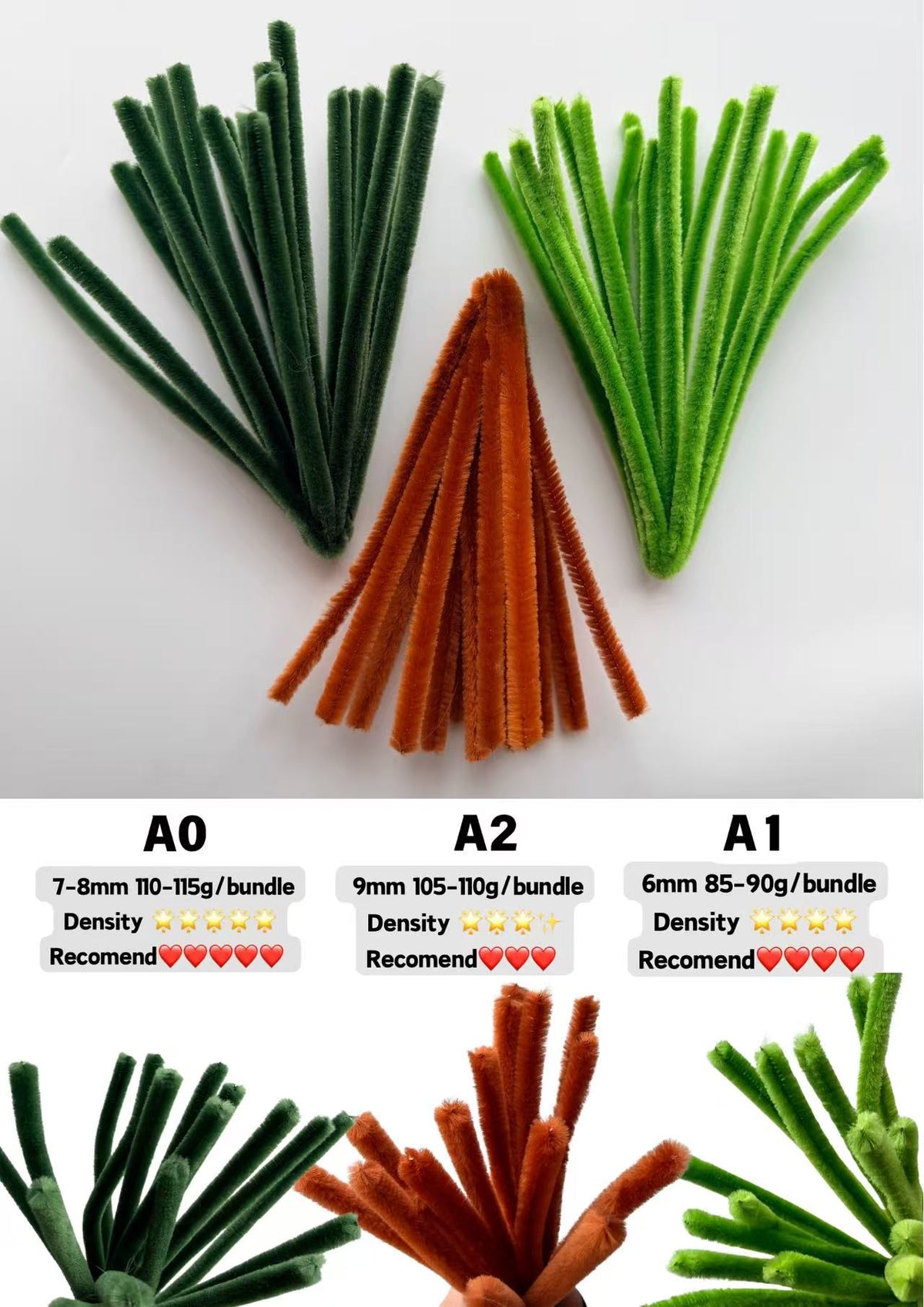 100pcs 8mm×30cm Super Dense Pipe Cleaners for DIY Crafts
