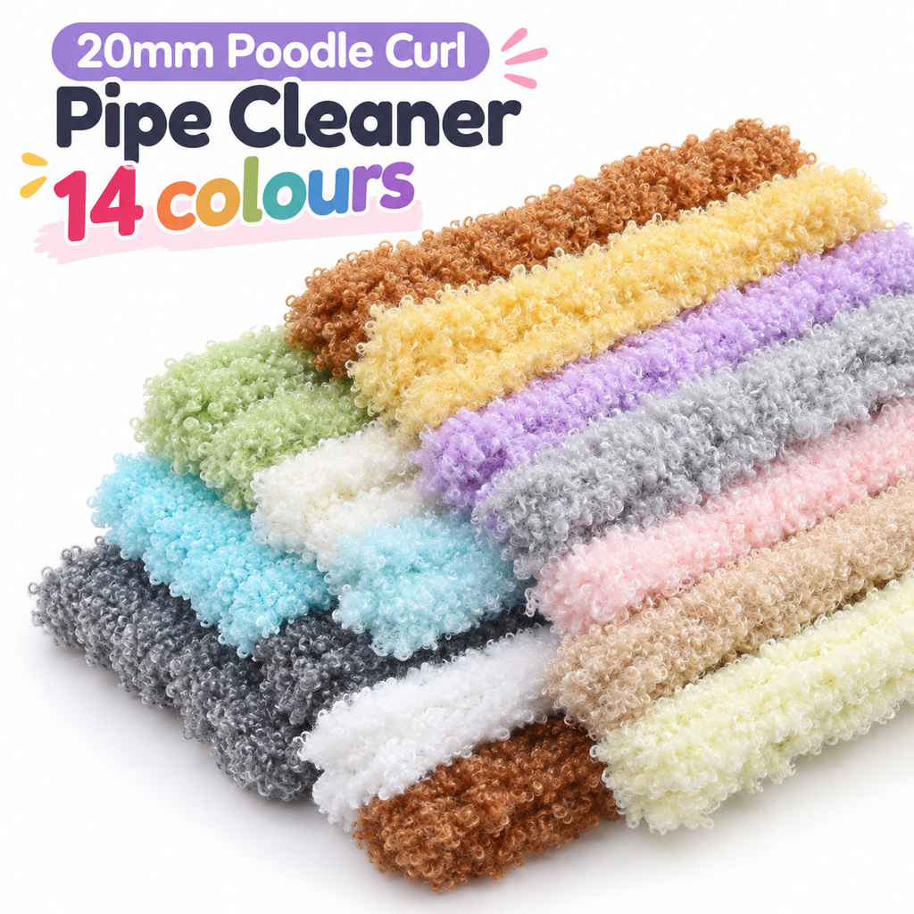 20mm×100cm Poodle Curl Pipe Cleaner, Thick Chenille Stems for Doll Making Plush Crafts DIY Supplies
