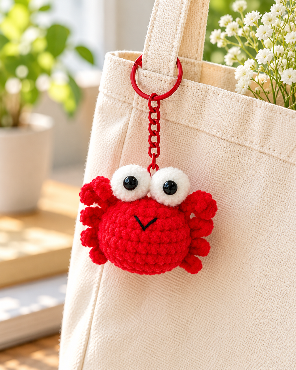 Crochet Crab Gummy-Yarn Keychain