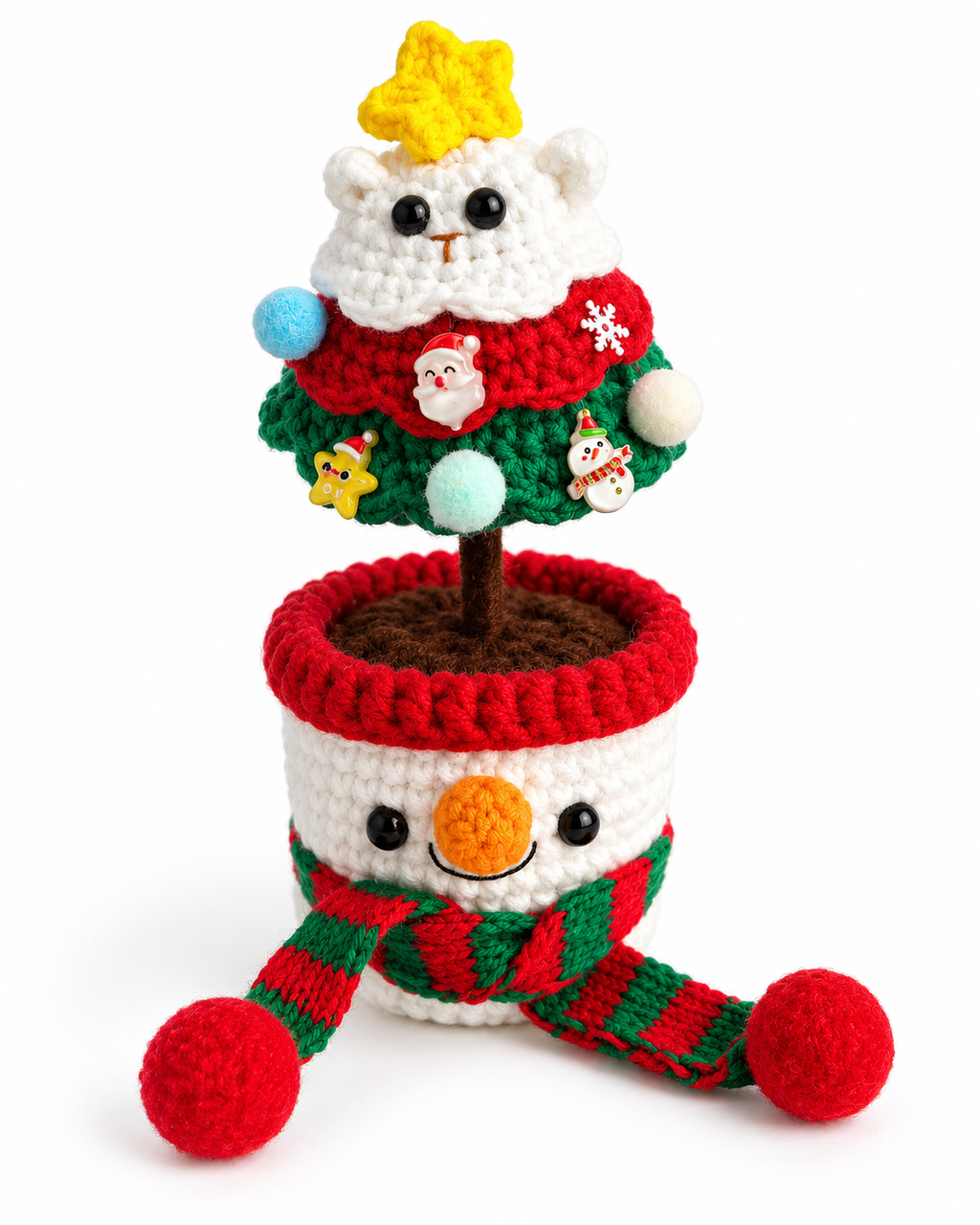 Crochet Snowman Christmas Tree Pot