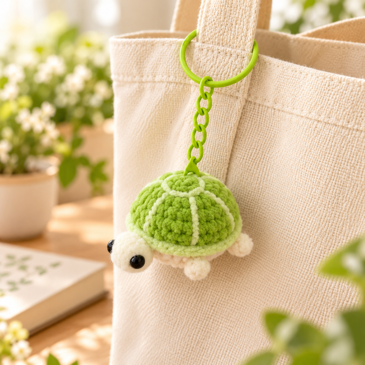 Crochet Turtle Gummy-Yarn Keychain