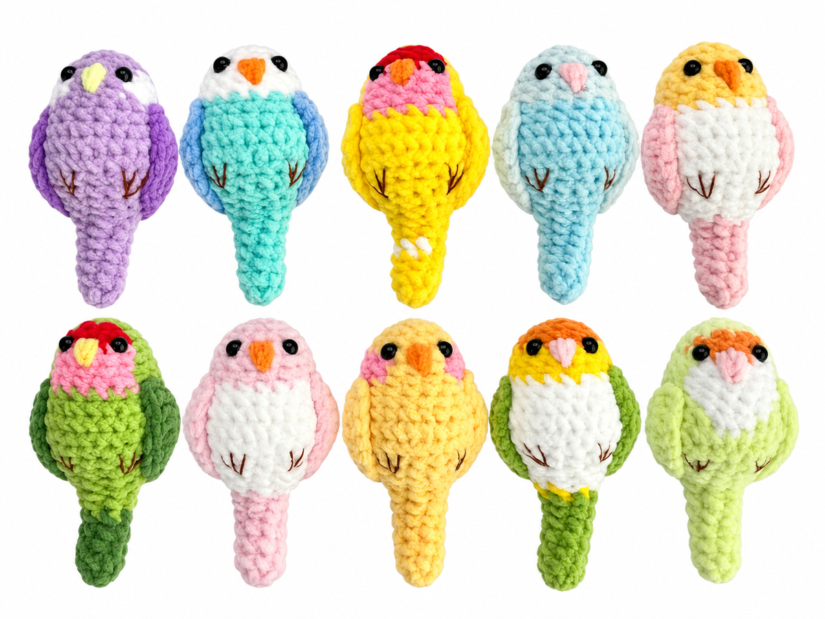 Crochet Parrot Gummy-Yarn Keychain