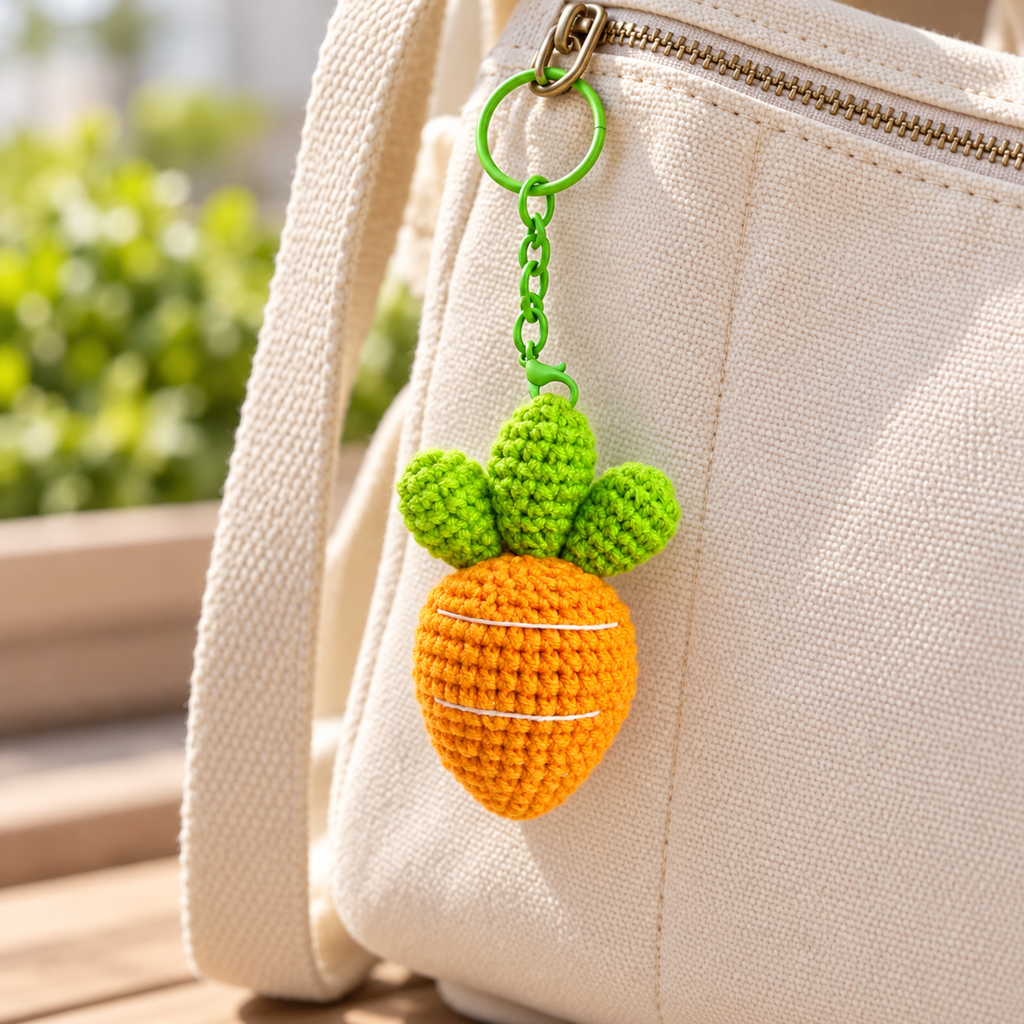 Crochet Chubby Carrot Keychain
