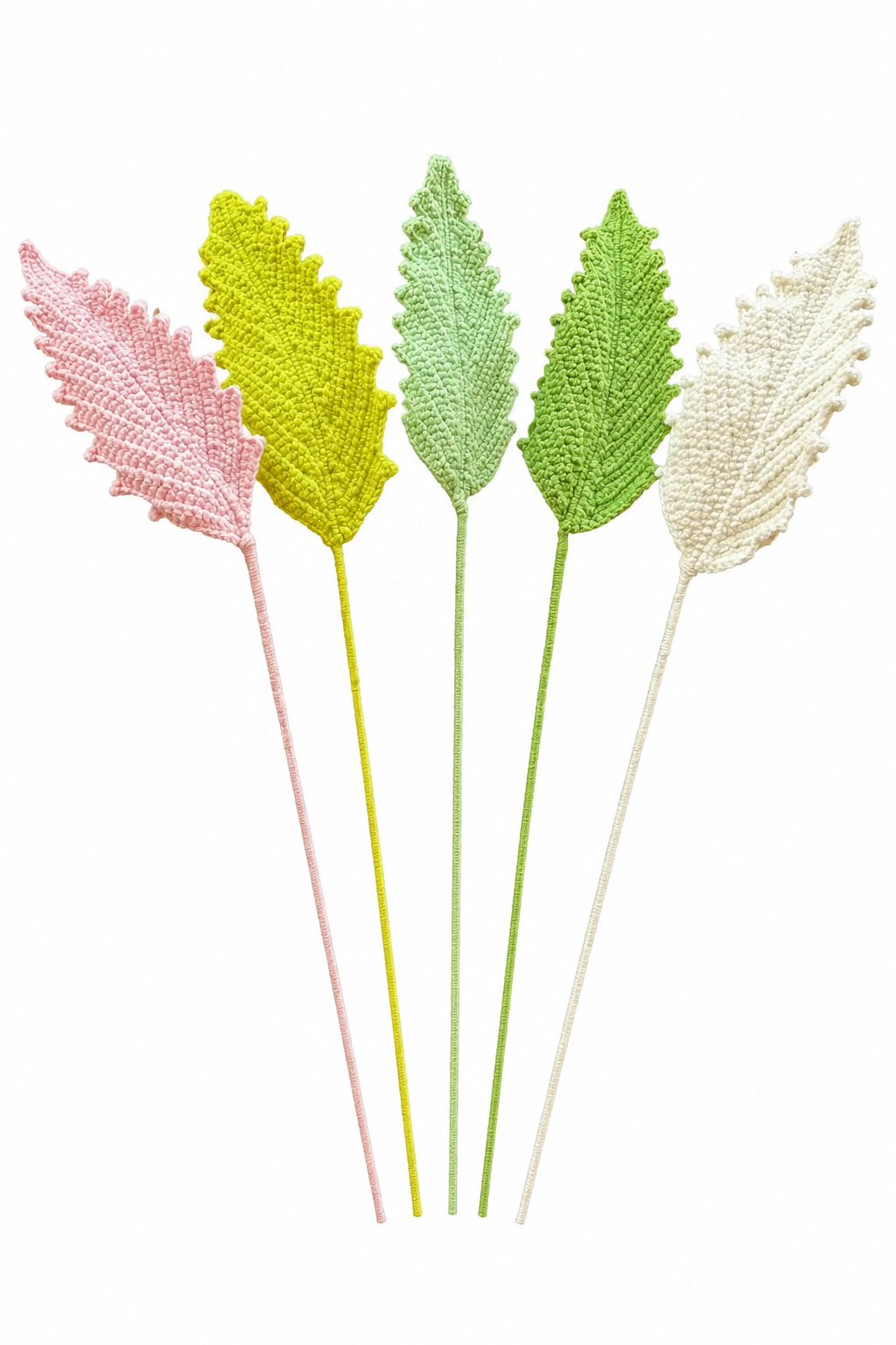 Small Feather Leaf Crochet Flower Stem CL-013