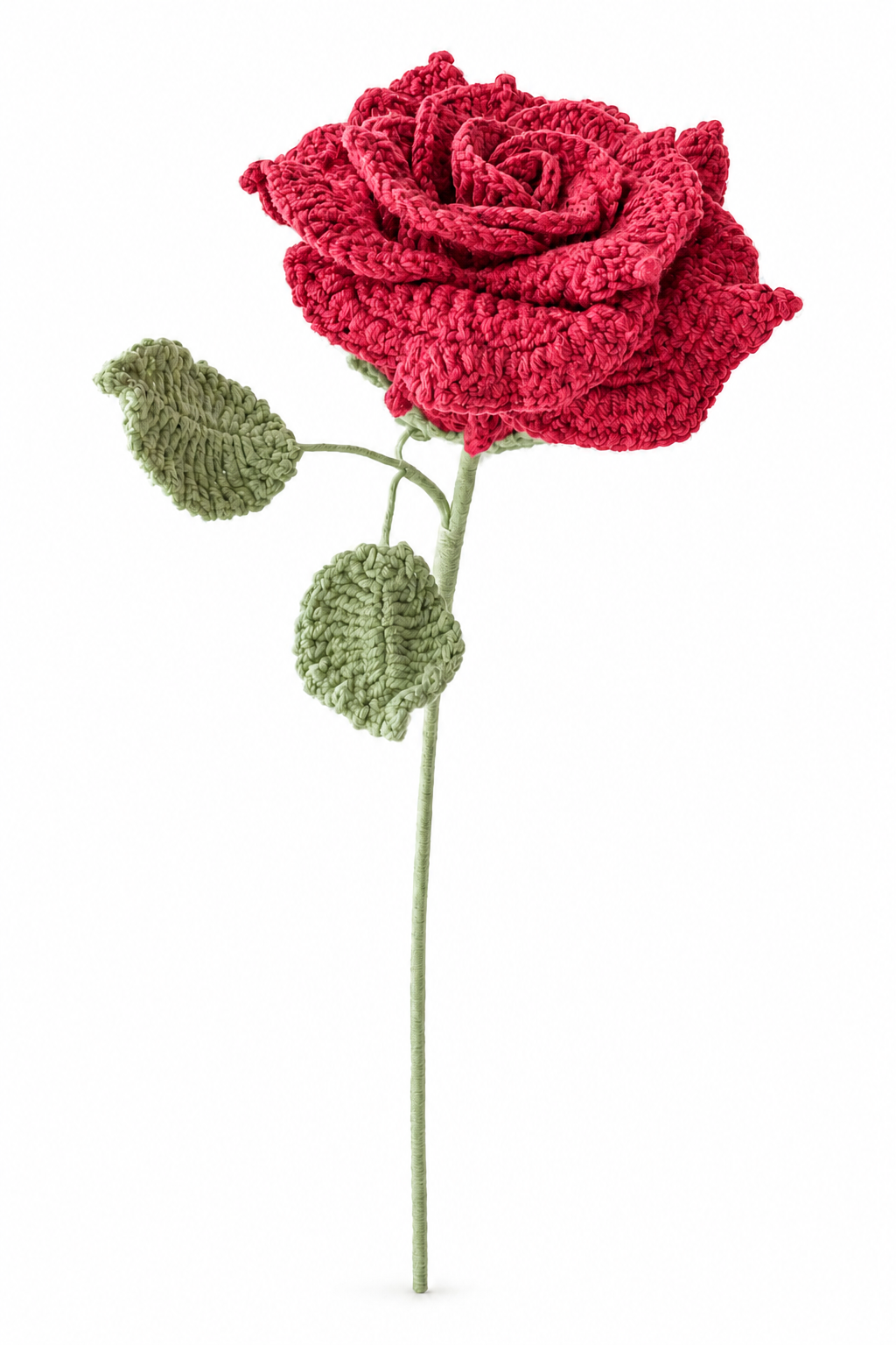Small Thai Rose Crochet Flower Stem CF-005