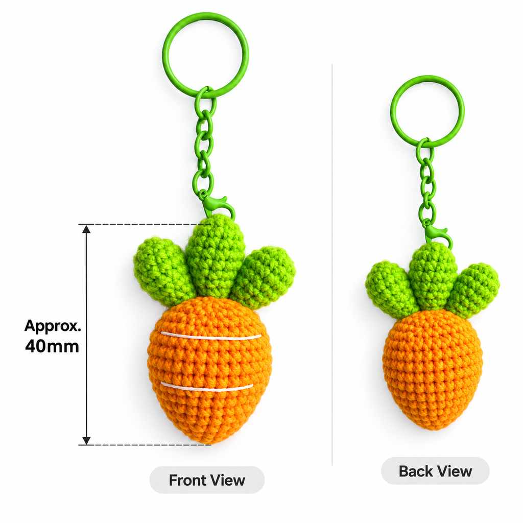 Crochet Chubby Carrot Keychain