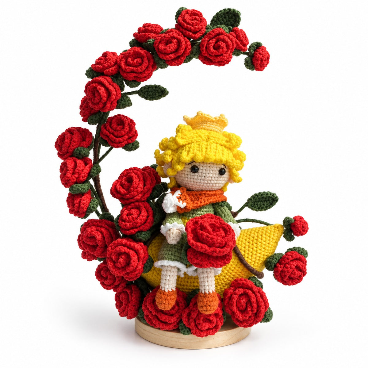 Crochet Little Boy & Rose ornament
