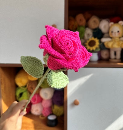 Small Thai Rose Crochet Flower Stem CF-005