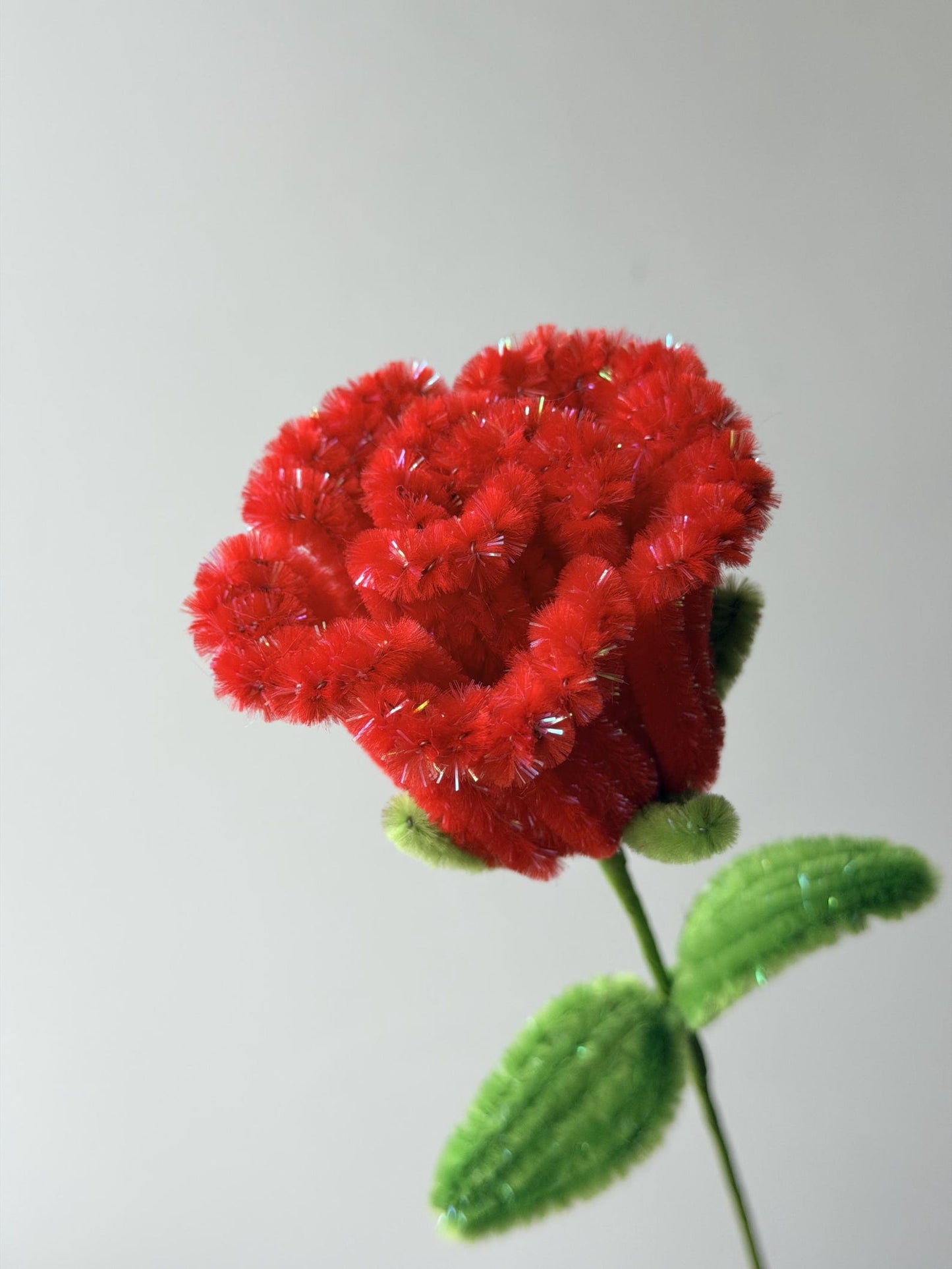 Sparkly Tinsel Gradient Rose, Handmade Chenille Stem Flower, DIY Bouquet Alternative